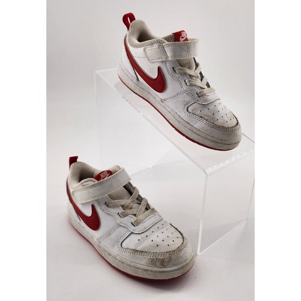 Nike Court Borough Low 2 (PSV) Casual Shoes White/Red Unisex Size 10C BQ5453-103